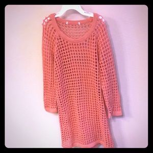 Peach Crochet swim cover up dress. Size S